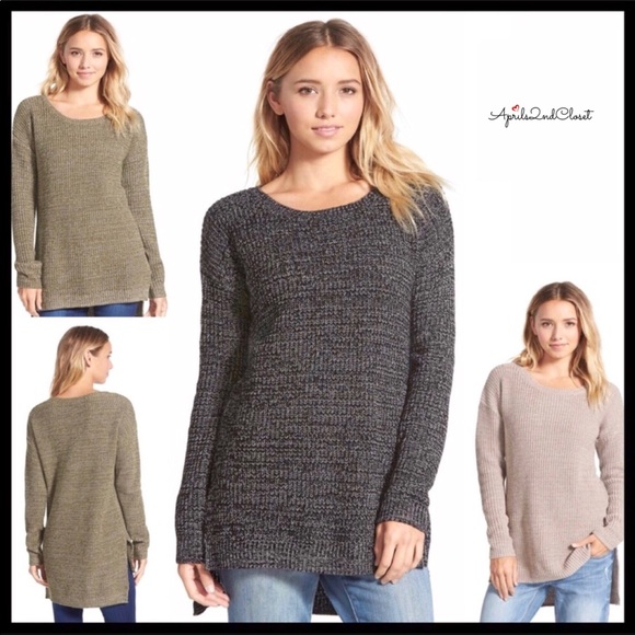 BLACK MARLED CHUNKY KNIT PULLOVER TUNIC SWEATER - Picture 6 of 8